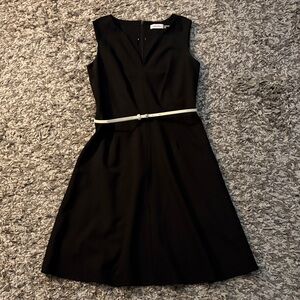 Calvin Klein Black Midi Dress with Ivory Belt
